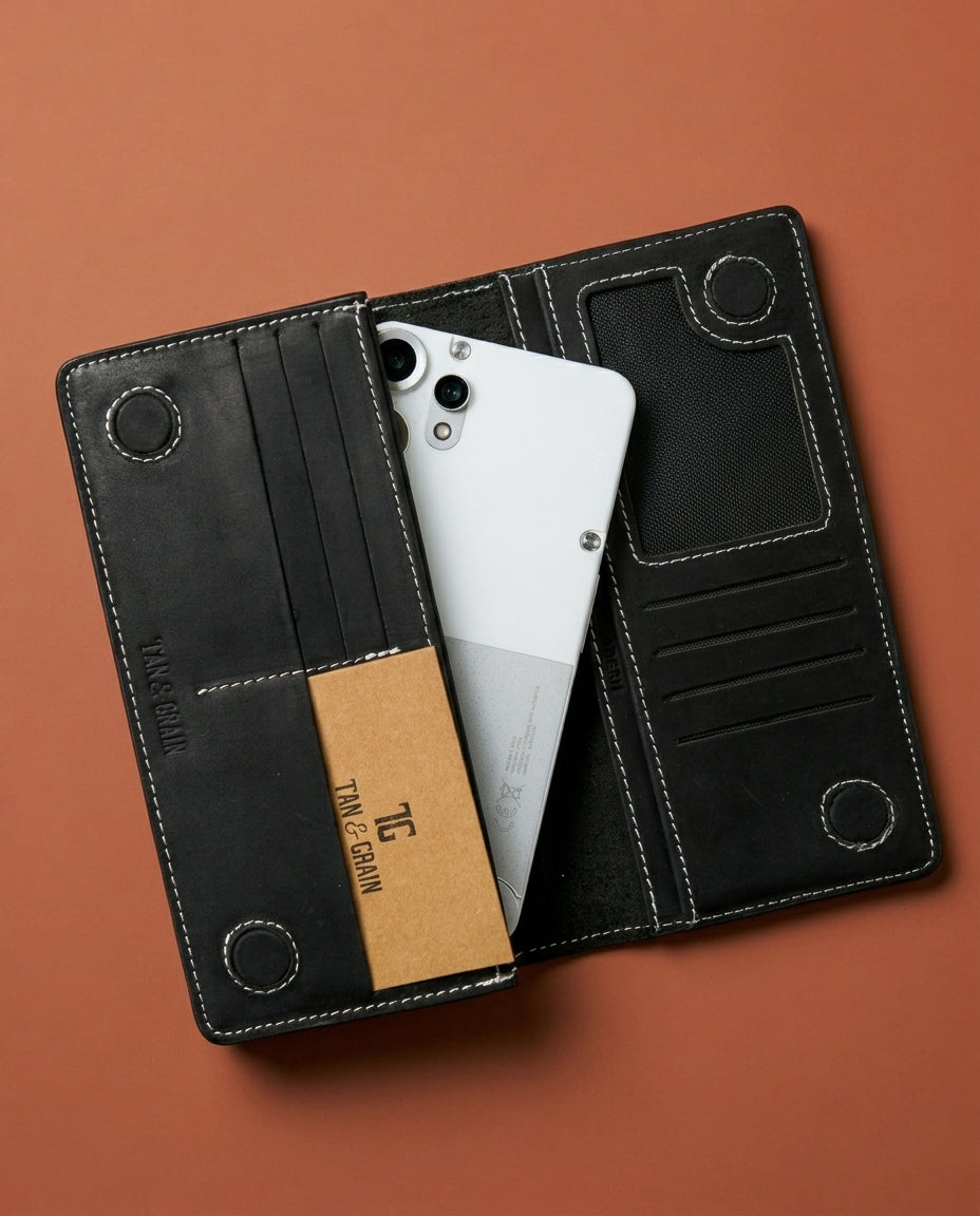 TG 02 - Original Leather Long Wallet - Black