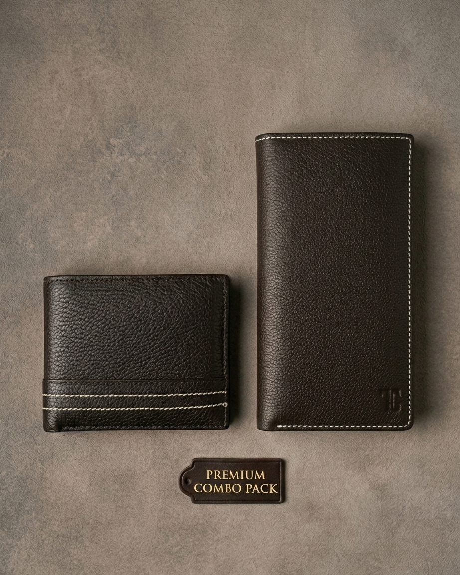 TG 05 - Original Leather Couple Wallet Combo - Chocolate