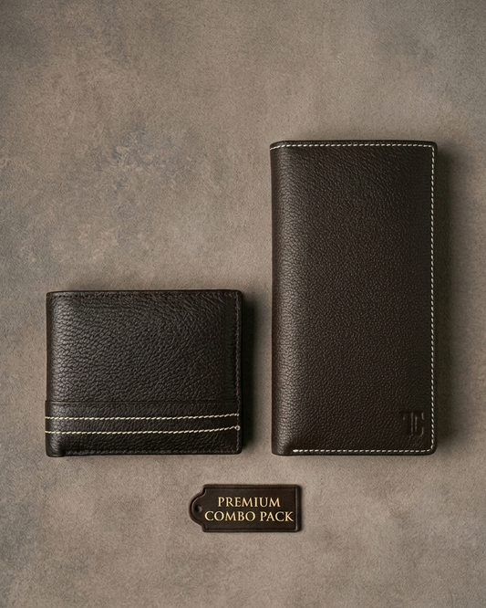 TG 05 - Original Leather Couple Wallet Combo - Chocolate